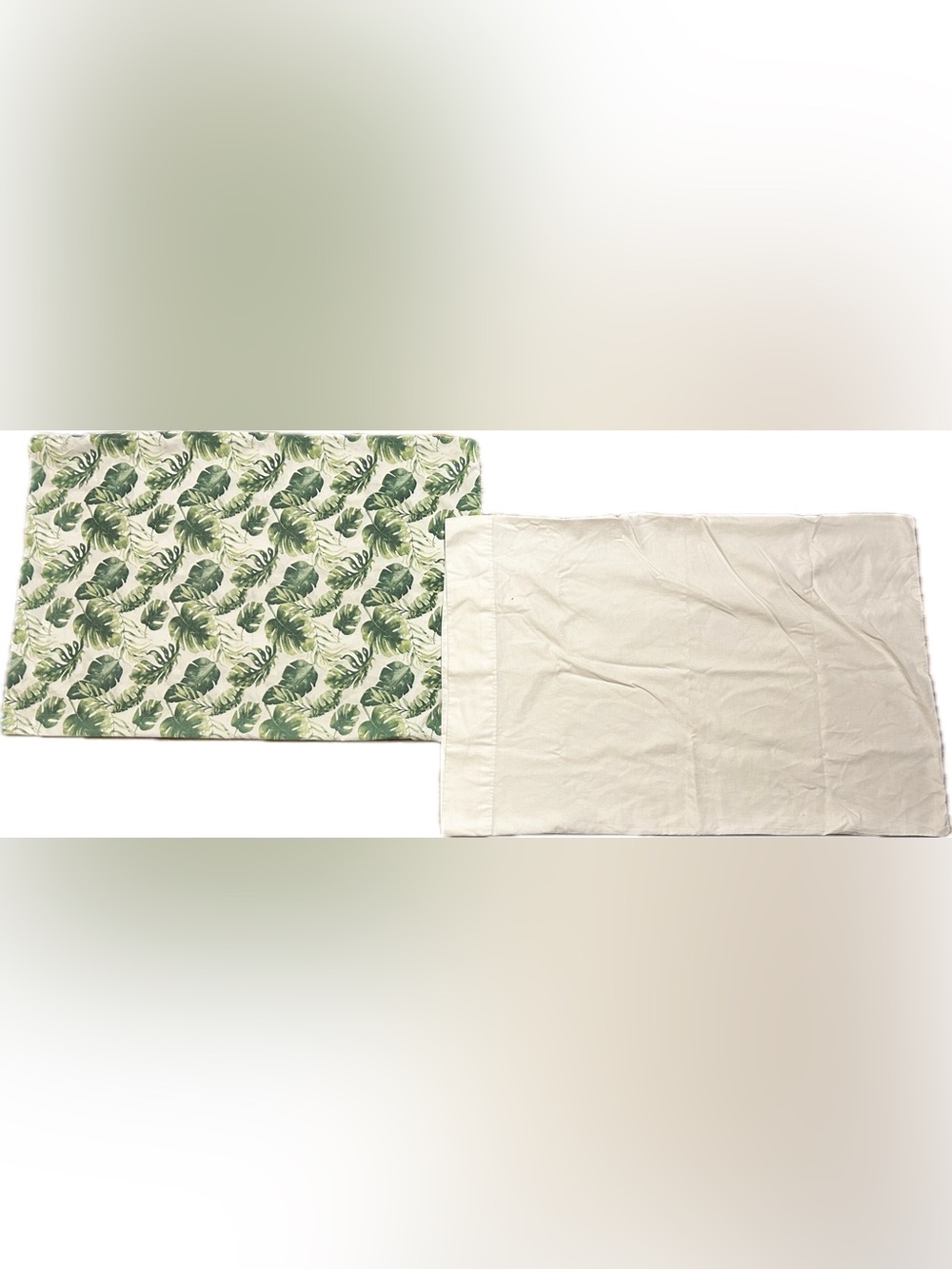 2 standard size pillowcases - Caribbean Joe & Centima - White & Monstera Leaf